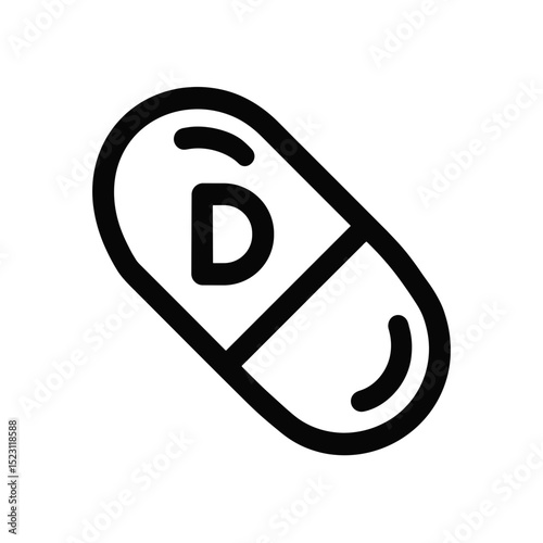 Vitamin D tablet or capsule symbol for medicines and pharmaceutical design