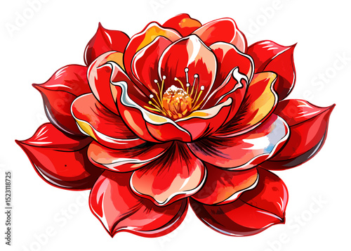 Red Watercolor Flower SVG – Floral Clipart for Romantic Crafts, Invitations, and Sublimation Designs