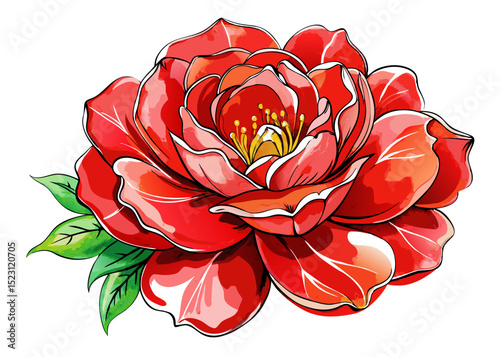 Red Watercolor Flower SVG – Floral Clipart for Romantic Crafts, Invitations, and Sublimation Designs