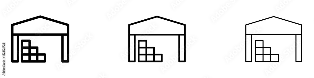 Warehouse icons. Thin linear graphic pictogram for website Warehouse icons. Thin linear graphic pictogram for website