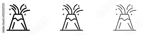 Volcano icons. Thin linear graphic pictogram for website