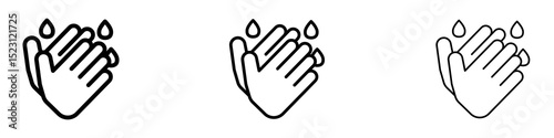 Wash hands icons. Thin linear graphic pictogram for website