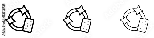 Washing dishes icons. Thin linear graphic pictogram for website