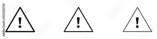 Warning triangle icons. Thin linear graphic pictogram for website