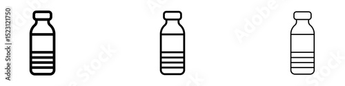 Water bottle icons. Thin linear graphic pictogram for website