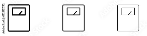 Weight scale icons. Thin linear graphic pictogram for website
