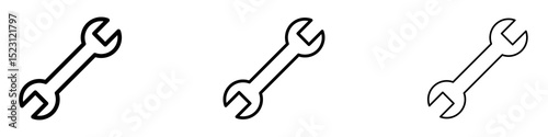 Wrench icons. Thin linear graphic pictogram for website