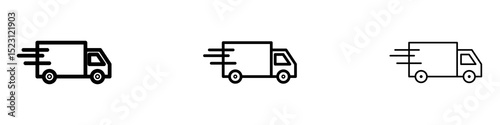 Truck icons. Thin linear graphic pictogram for website