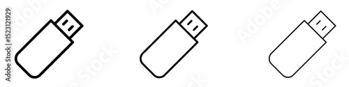 Usb icons. Thin linear graphic pictogram for website
