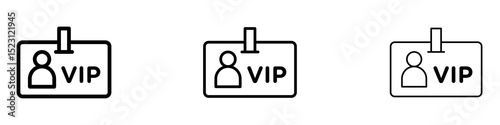 VIP pass icons. Thin linear graphic pictogram for website