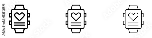 Smartwatch icons. Thin linear graphic pictogram for website