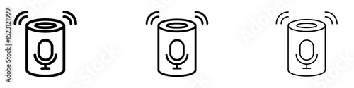 Smart speaker icons. Thin linear graphic pictogram for website