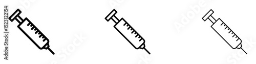 Syringe injection icons. Thin linear graphic pictogram for website