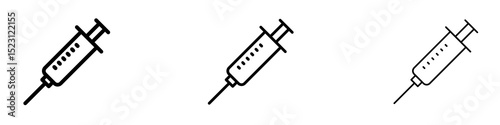 Syringe icons. Thin linear graphic pictogram for website