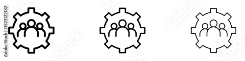 Teamwork icons. Thin linear graphic pictogram for website