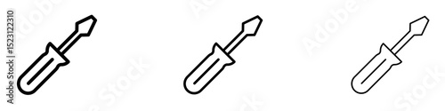 Screwdriver icons. Thin linear graphic pictogram for website