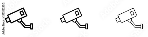 Security camera icons. Thin linear graphic pictogram for website