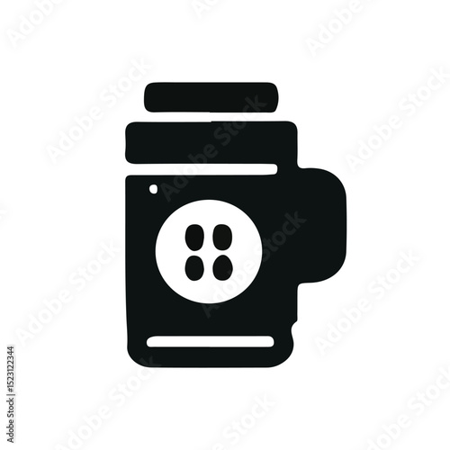 coffee hot mug icon, black and white illustration on white