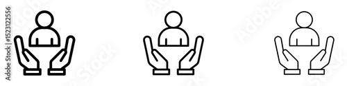 Retention icons. Thin linear graphic pictogram for website