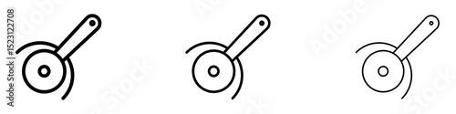 Pizza Slicer icons. Thin linear graphic pictogram for website