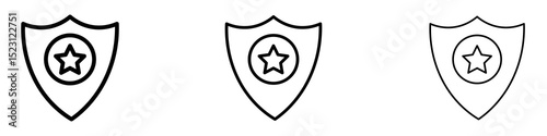 Police badge icons. Thin linear graphic pictogram for website