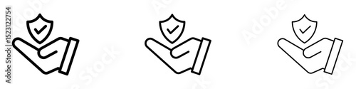 Policyholder icons. Thin linear graphic pictogram for website