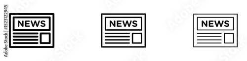 Newspaper icons. Thin linear graphic pictogram for website