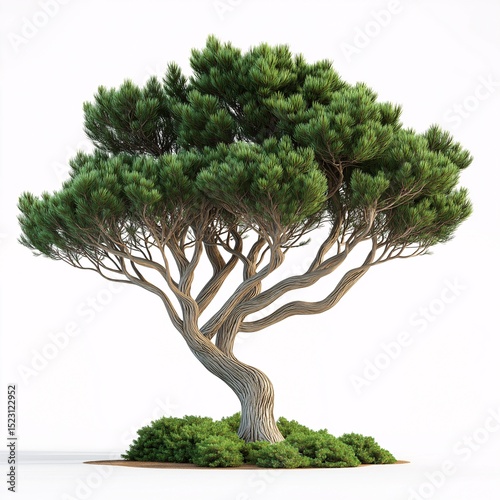 Isolated Green Tree. A Scenic Botanical Structure in Lush Nature Landscape