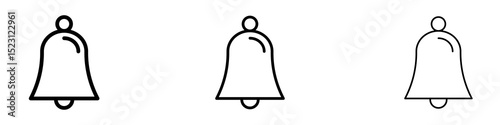 Notification bell icons. Thin linear graphic pictogram for website
