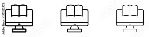 Online course icons. Thin linear graphic pictogram for website