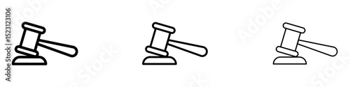 Law icons. Thin linear graphic pictogram for website