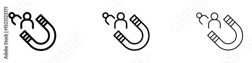 Lead generation icons. Thin linear graphic pictogram for website