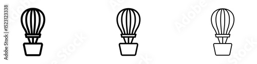 Hot air balloon icons. Thin linear graphic pictogram for website