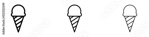Ice cream cone icons. Thin linear graphic pictogram for website