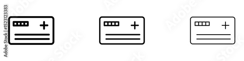 Insurance card icons. Thin linear graphic pictogram for website