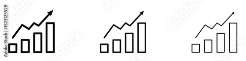 Growing graph icons. Thin linear graphic pictogram for website