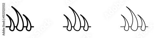 Hair icons. Thin linear graphic pictogram for website