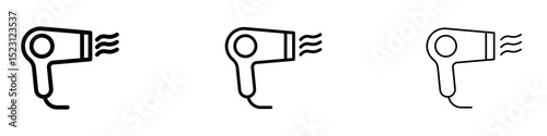 Hair dryer icons. Thin linear graphic pictogram for website