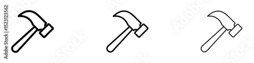 Hammer icons. Thin linear graphic pictogram for website