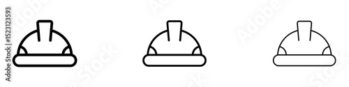 Hard hat icons. Thin linear graphic pictogram for website