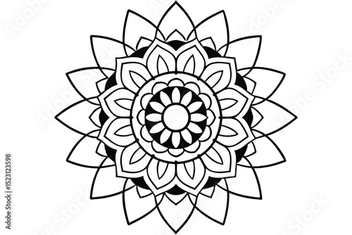Intricate Mandala Design Circular Pattern Art for Coloring and Meditation