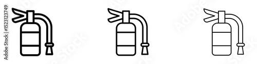 Fire extinguisher icons. Thin linear graphic pictogram for website