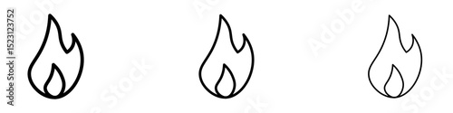 Fire icons. Thin linear graphic pictogram for website