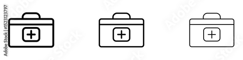 First aid kit icons. Thin linear graphic pictogram for website
