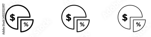 Dividend icons. Thin linear graphic pictogram for website