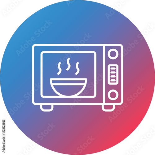 Microwave Oven Line Gradient Circle Background Icon