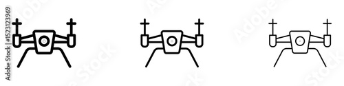 Drone icons. Thin linear graphic pictogram for website