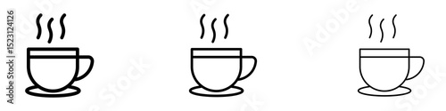 Coffee icons. Thin linear graphic pictogram for website
