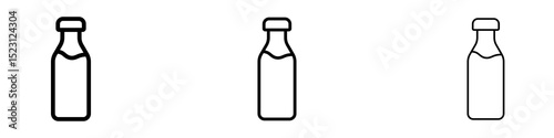 Bottle icons. Thin linear graphic pictogram for website