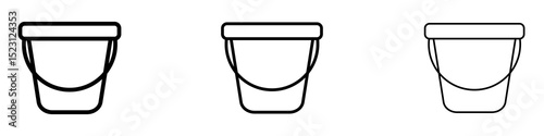 Bucket icons. Thin linear graphic pictogram for website